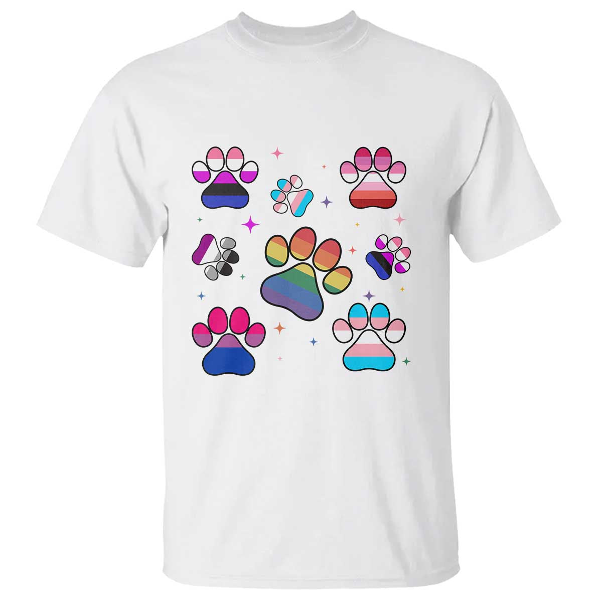 Funny Rainbow Paw Print Pride T Shirt LGBTQ Pet Lover TS12 White Print Your Wear