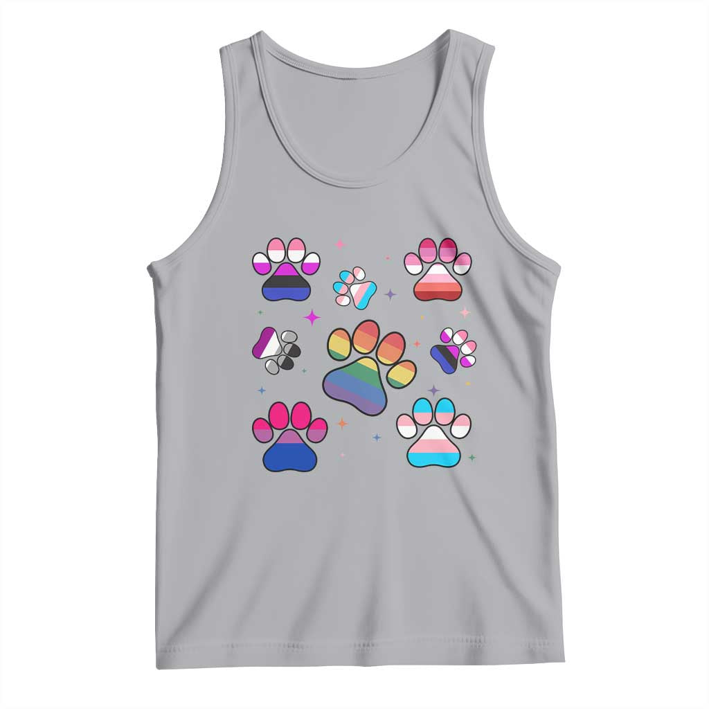 Funny Rainbow Paw Print Pride Tank Top LGBTQ Pet Lover TS12 Athletic Heather Print Your Wear