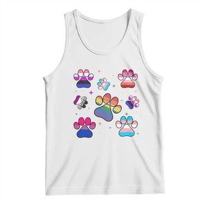 Funny Rainbow Paw Print Pride Tank Top LGBTQ Pet Lover TS12 White Print Your Wear