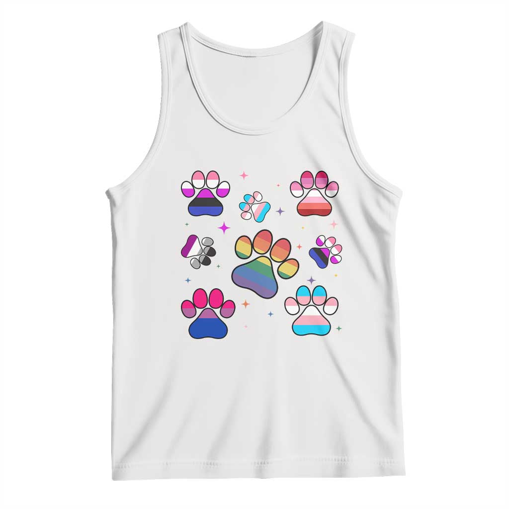 Funny Rainbow Paw Print Pride Tank Top LGBTQ Pet Lover TS12 White Print Your Wear