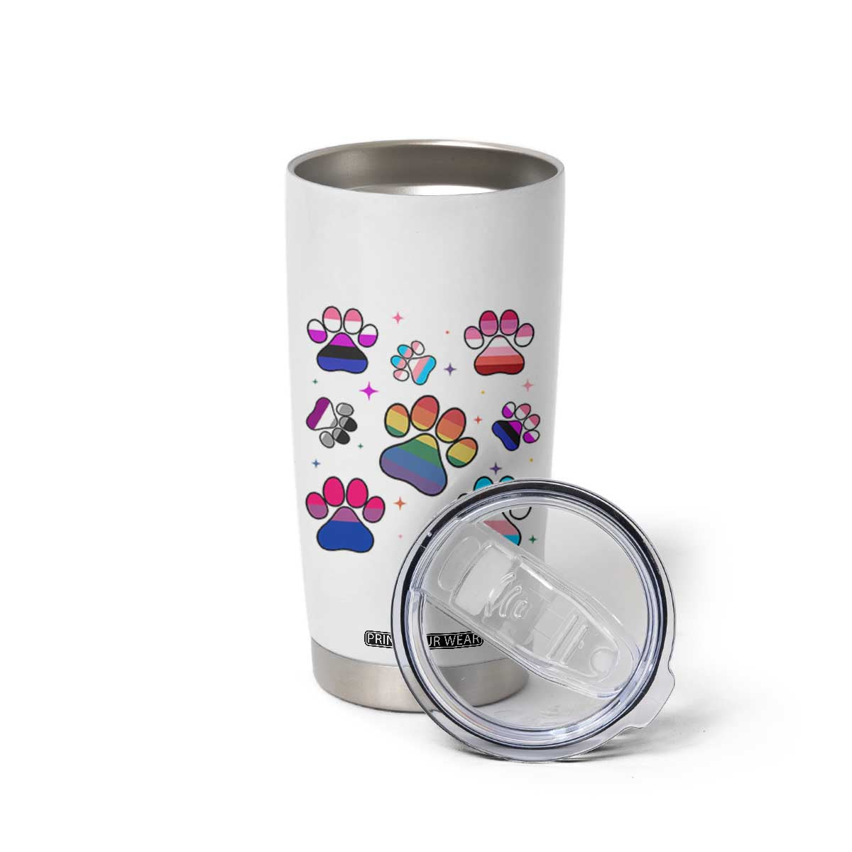 Funny Rainbow Paw Print Pride Tumbler Cup LGBTQ Pet Lover TS12 Print Your Wear