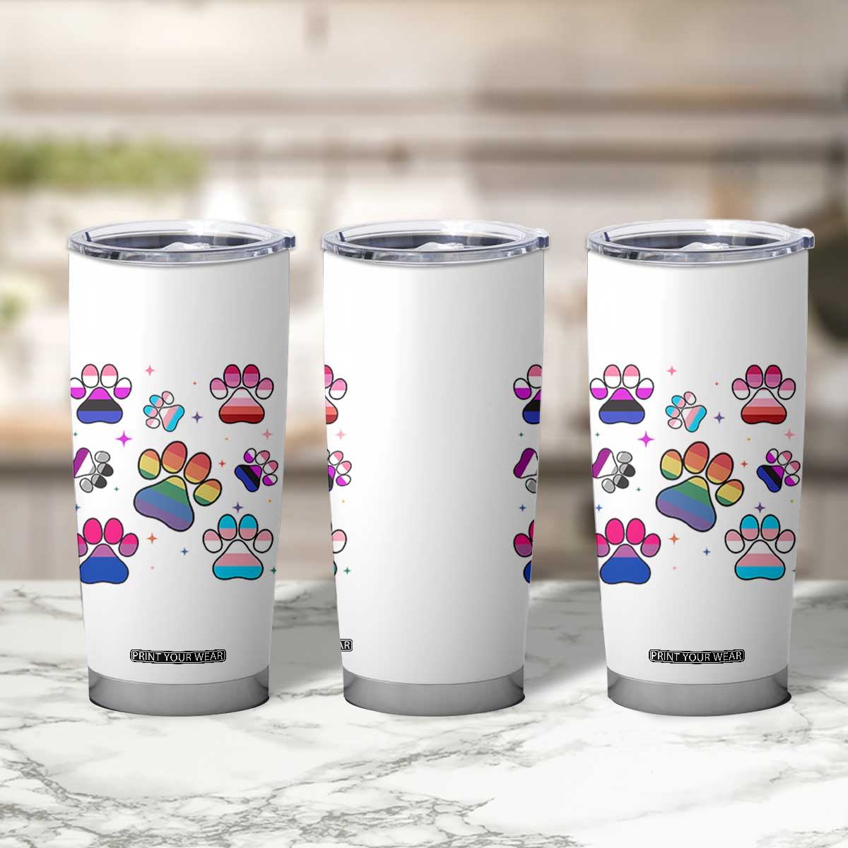 Funny Rainbow Paw Print Pride Tumbler Cup LGBTQ Pet Lover TS12 Print Your Wear