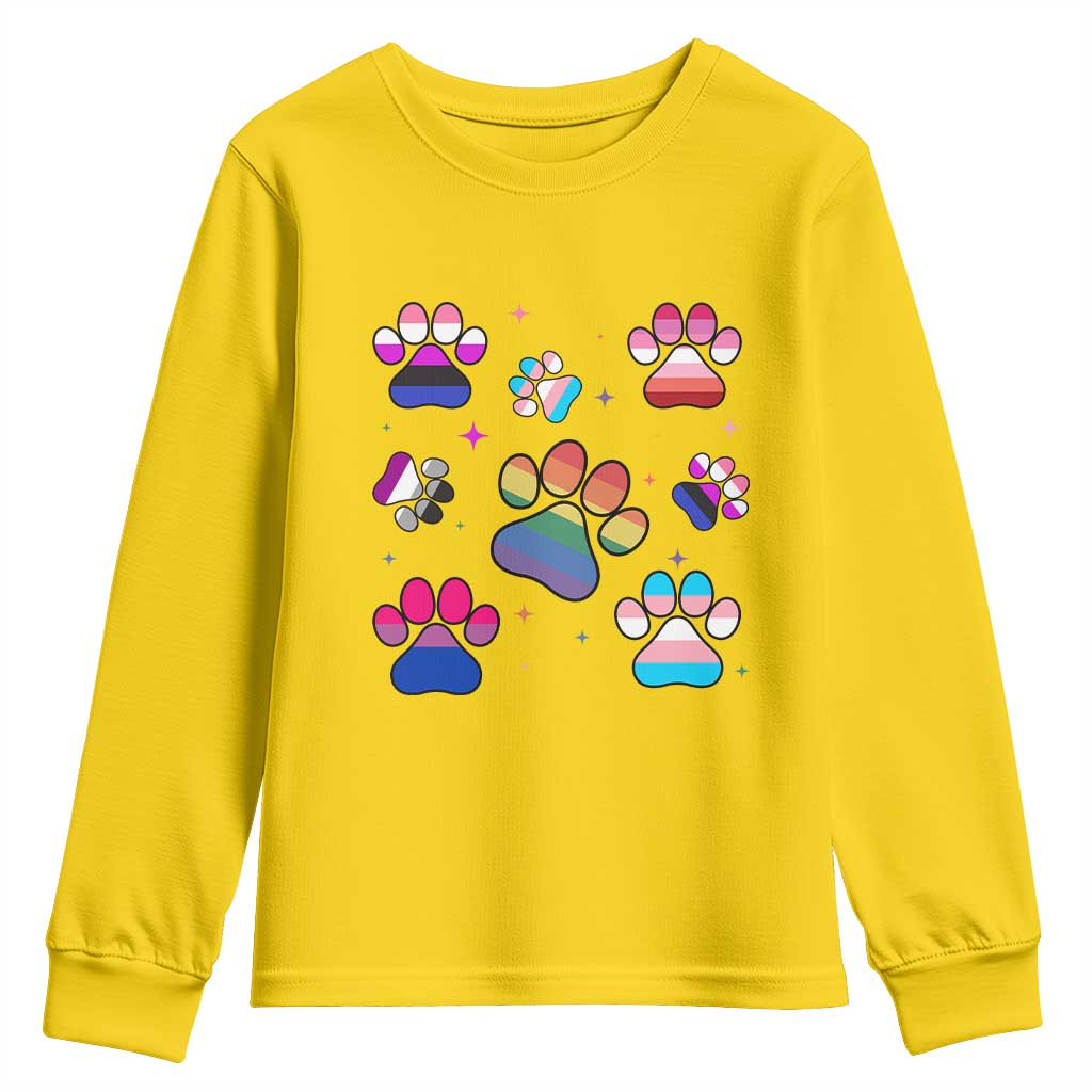 Funny Rainbow Paw Print Pride Youth Sweatshirt LGBTQ Pet Lover TS12 Daisy Print Your Wear