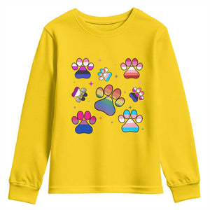 Funny Rainbow Paw Print Pride Youth Sweatshirt LGBTQ Pet Lover TS12 Daisy Print Your Wear