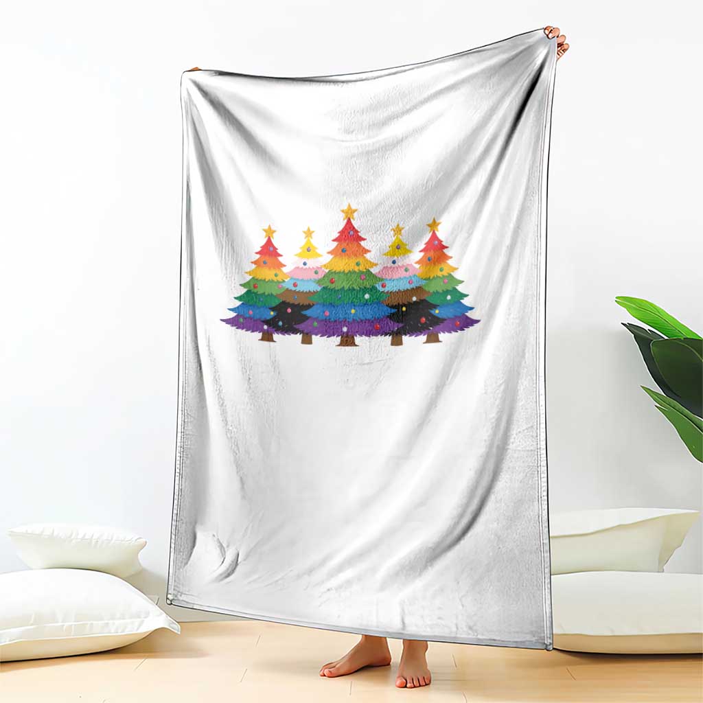 Christmas Rainbow Tree LGBTQ Support Throw Blanket Holiday Pride Gift TS12 Print Your Wear