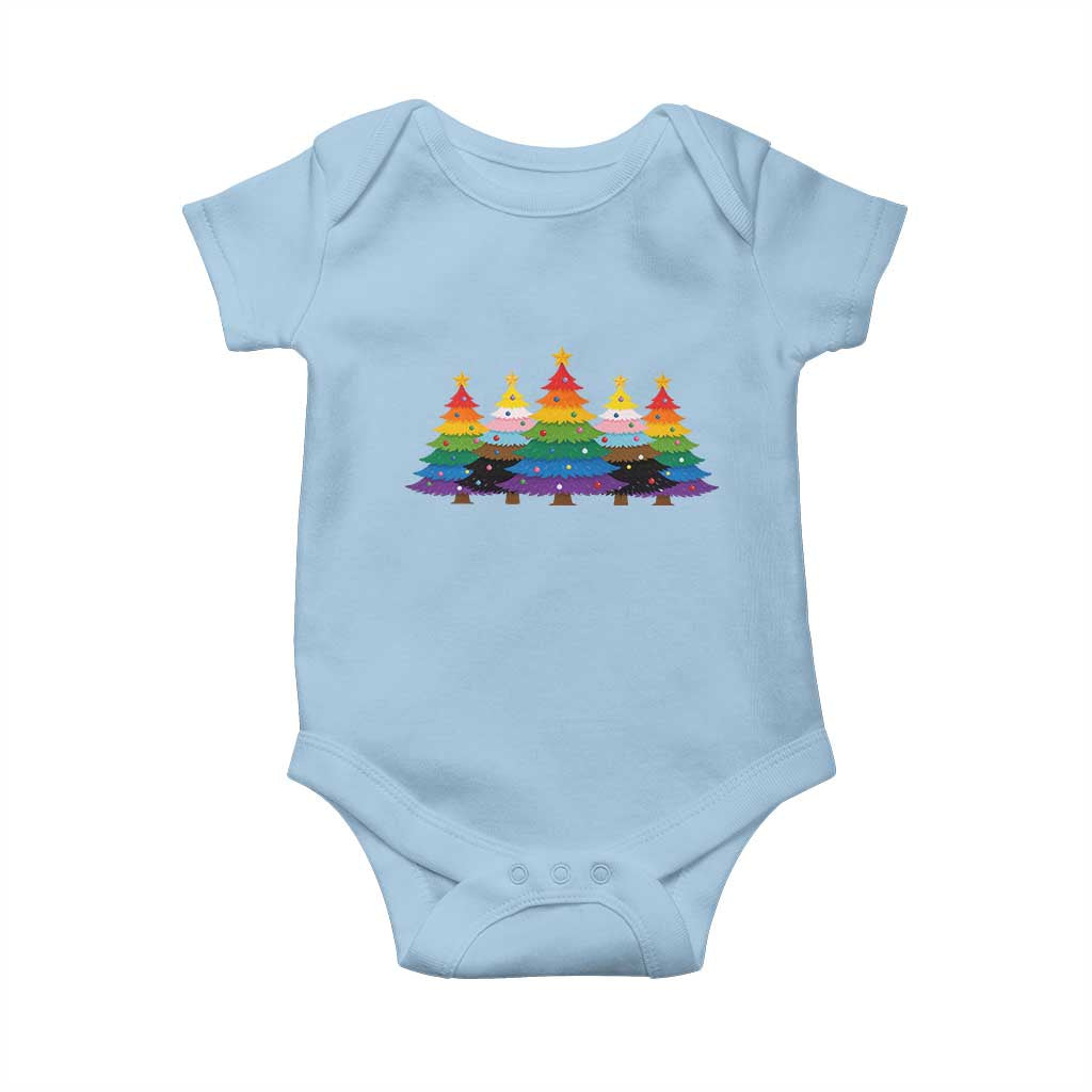 Christmas Rainbow Tree LGBTQ Support Baby Onesie Holiday Pride Gift TS12 Light Blue Print Your Wear