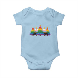 Christmas Rainbow Tree LGBTQ Support Baby Onesie Holiday Pride Gift TS12 Light Blue Print Your Wear