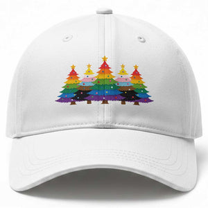 Christmas Rainbow Tree LGBTQ Support Baseball Cap Holiday Pride Gift TS12 Print Your Wear