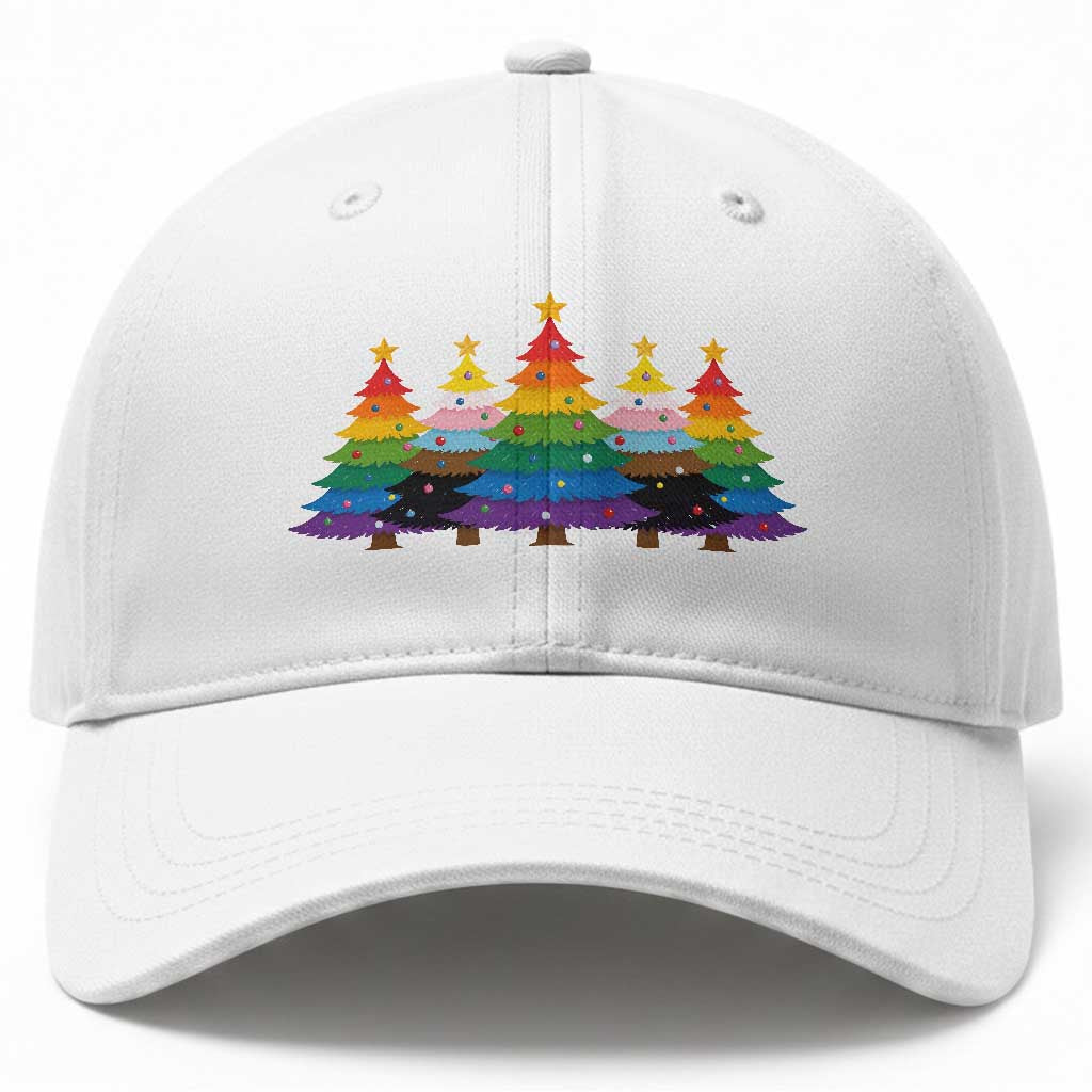 Christmas Rainbow Tree LGBTQ Support Baseball Cap Holiday Pride Gift TS12 Print Your Wear