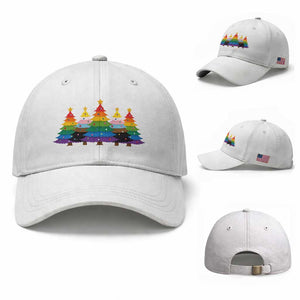 Christmas Rainbow Tree LGBTQ Support Baseball Cap Holiday Pride Gift TS12 Baseball Cap Universal Fit White Print Your Wear