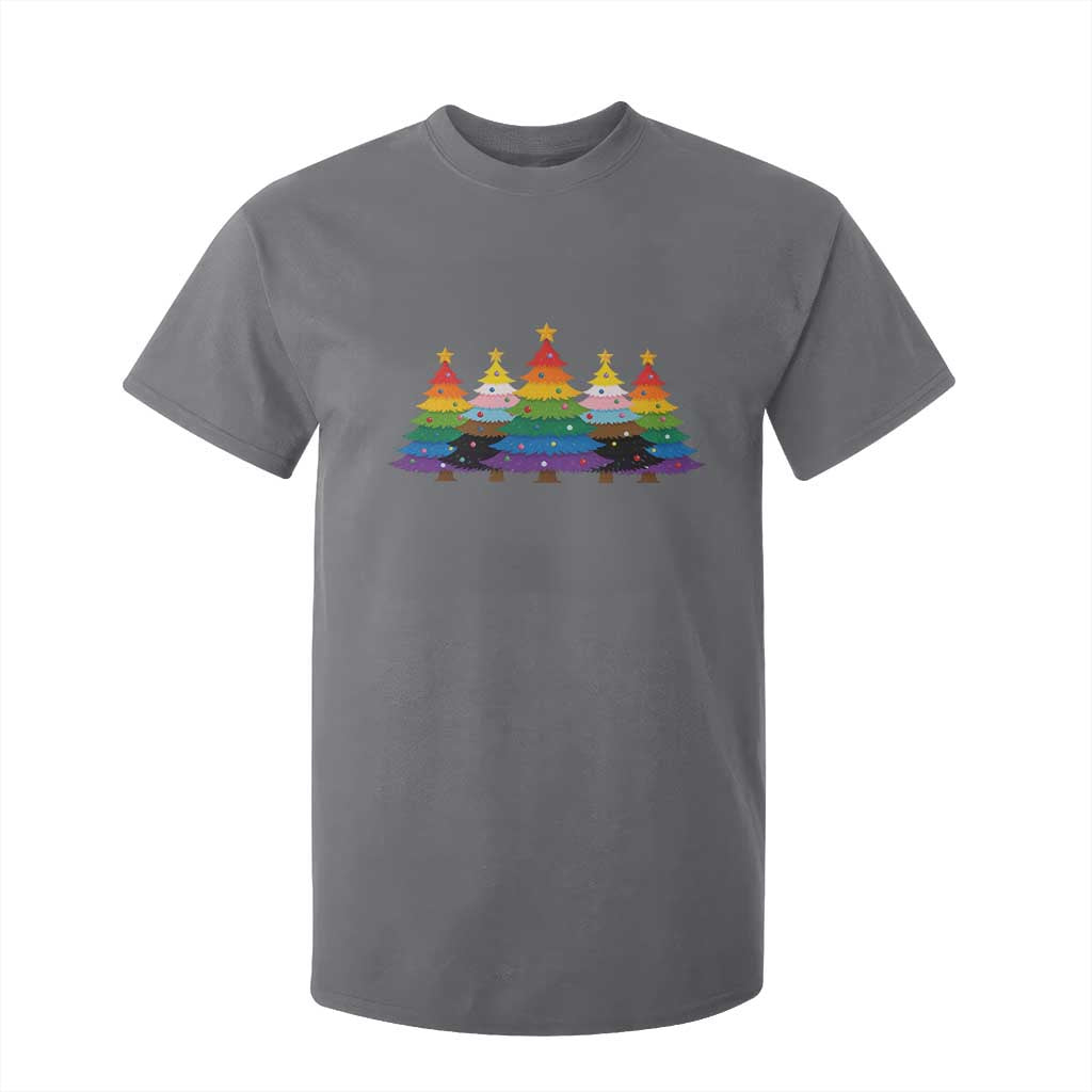 Christmas Rainbow Tree LGBTQ Support T Shirt For Kid Holiday Pride Gift TS12 Charcoal Print Your Wear