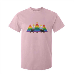 Christmas Rainbow Tree LGBTQ Support T Shirt For Kid Holiday Pride Gift TS12 Light Pink Print Your Wear