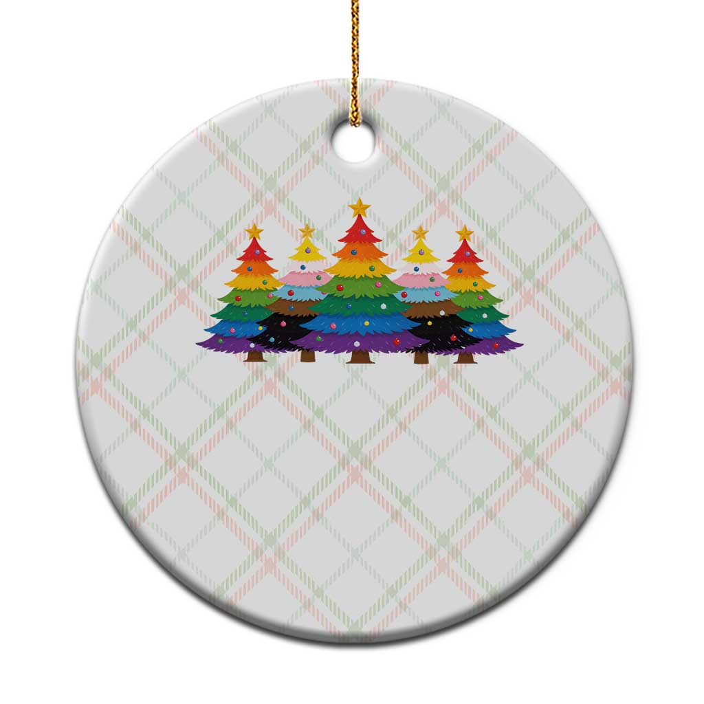 Christmas Rainbow Tree LGBTQ Support Ceramic Ornament Holiday Pride Gift TS12 1pc Christmas Plaid Print Your Wear