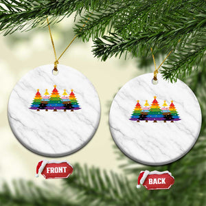 Christmas Rainbow Tree LGBTQ Support Ceramic Ornament Holiday Pride Gift TS12 1pc White Marble Print Your Wear