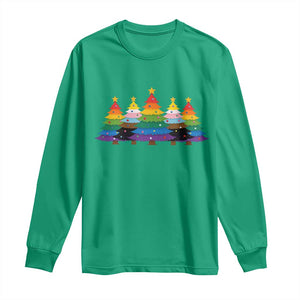 Christmas Rainbow Tree LGBTQ Support Long Sleeve Shirt Holiday Pride Gift TS12 Irish Green Print Your Wear