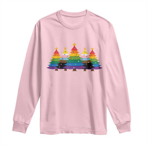 Christmas Rainbow Tree LGBTQ Support Long Sleeve Shirt Holiday Pride Gift TS12 Light Pink Print Your Wear