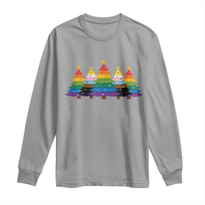 Christmas Rainbow Tree LGBTQ Support Long Sleeve Shirt Holiday Pride Gift TS12 Sport Gray Print Your Wear