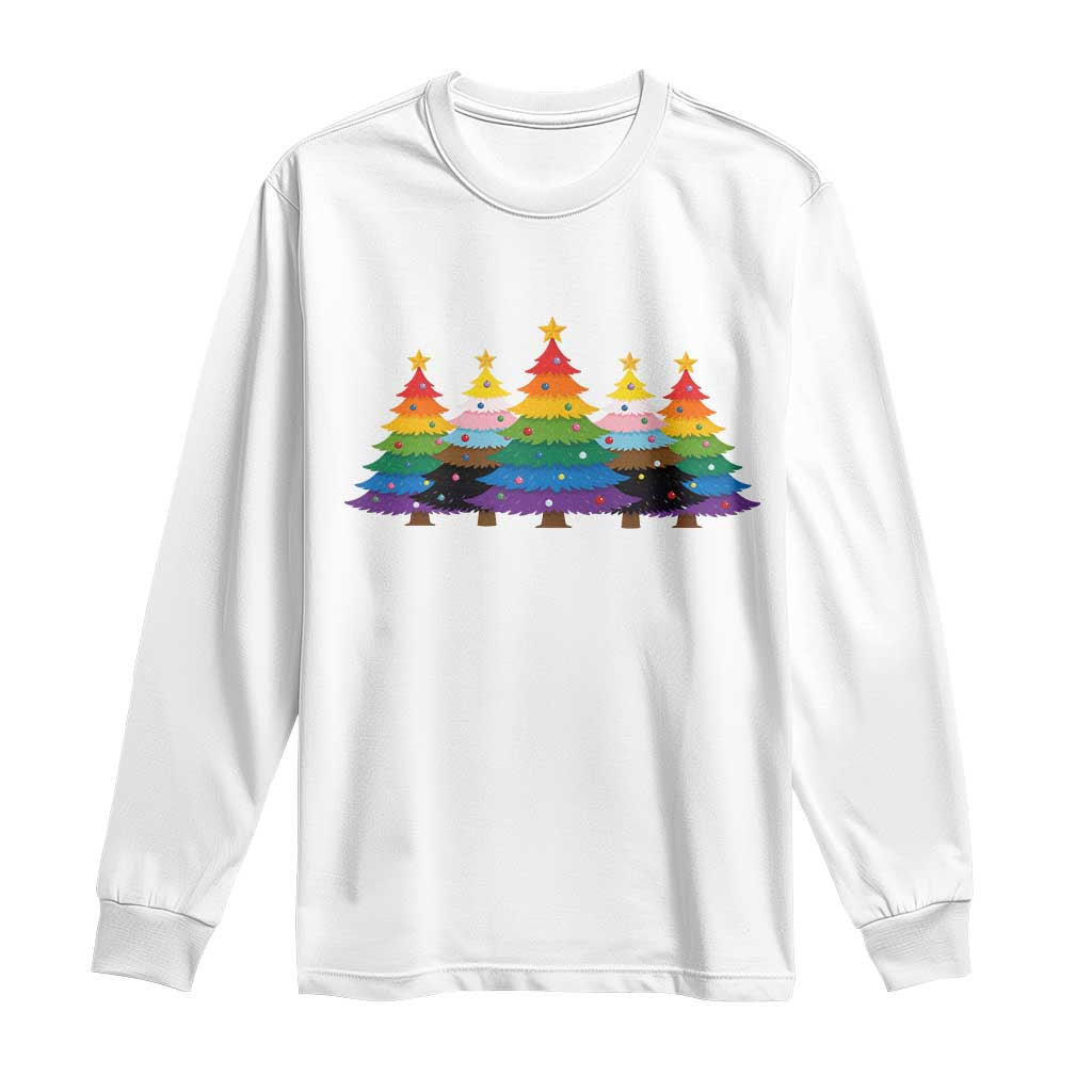 Christmas Rainbow Tree LGBTQ Support Long Sleeve Shirt Holiday Pride Gift TS12 White Print Your Wear