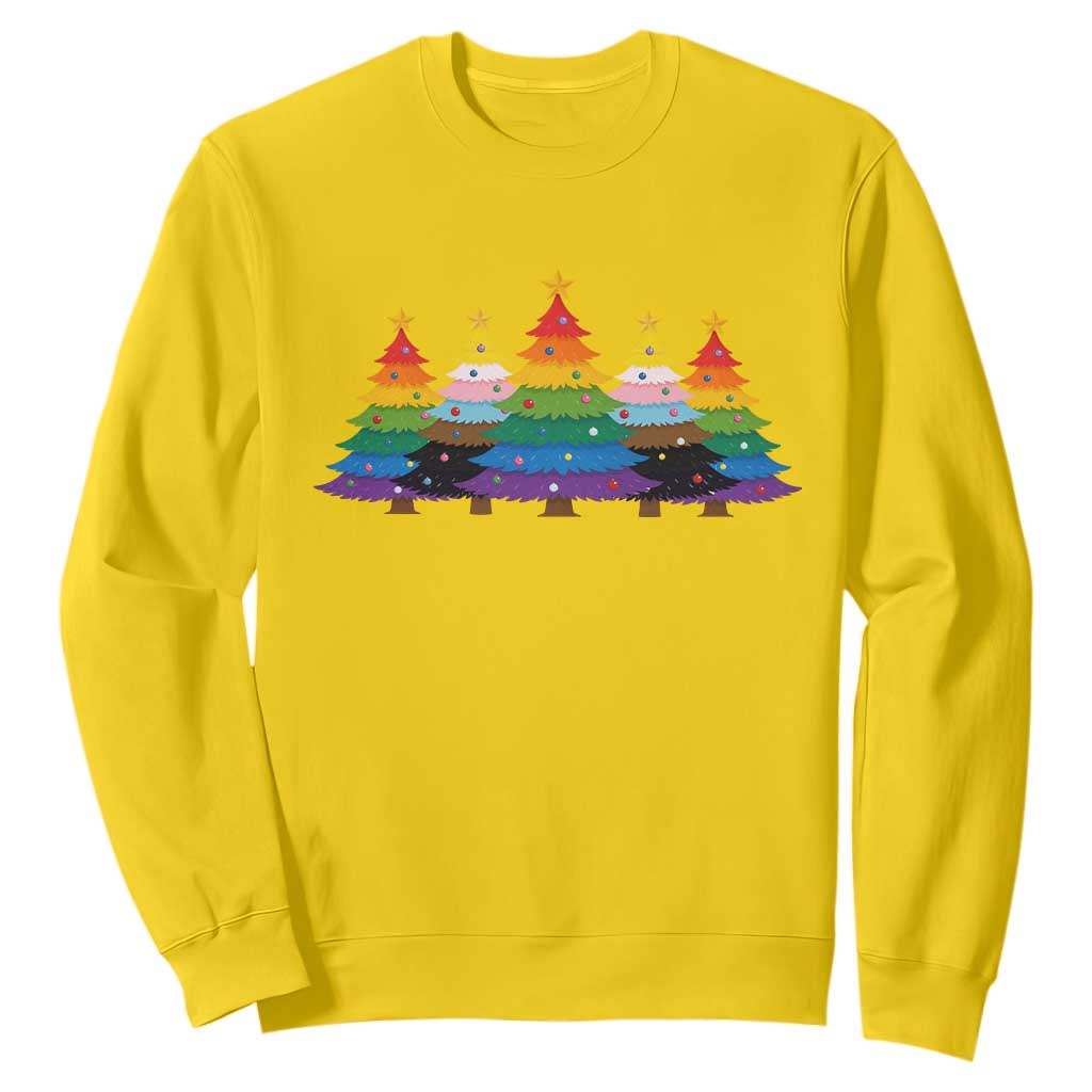 Christmas Rainbow Tree LGBTQ Support Sweatshirt Holiday Pride Gift TS12 Daisy Print Your Wear