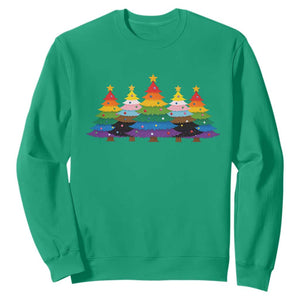 Christmas Rainbow Tree LGBTQ Support Sweatshirt Holiday Pride Gift TS12 Irish Green Print Your Wear