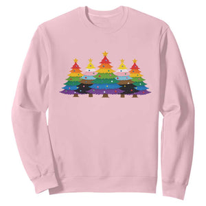 Christmas Rainbow Tree LGBTQ Support Sweatshirt Holiday Pride Gift TS12 Light Pink Print Your Wear