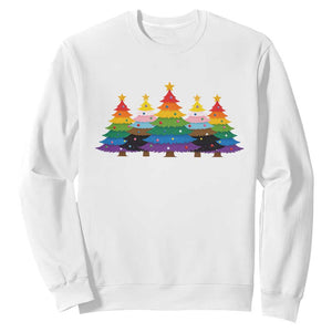 Christmas Rainbow Tree LGBTQ Support Sweatshirt Holiday Pride Gift TS12 White Print Your Wear