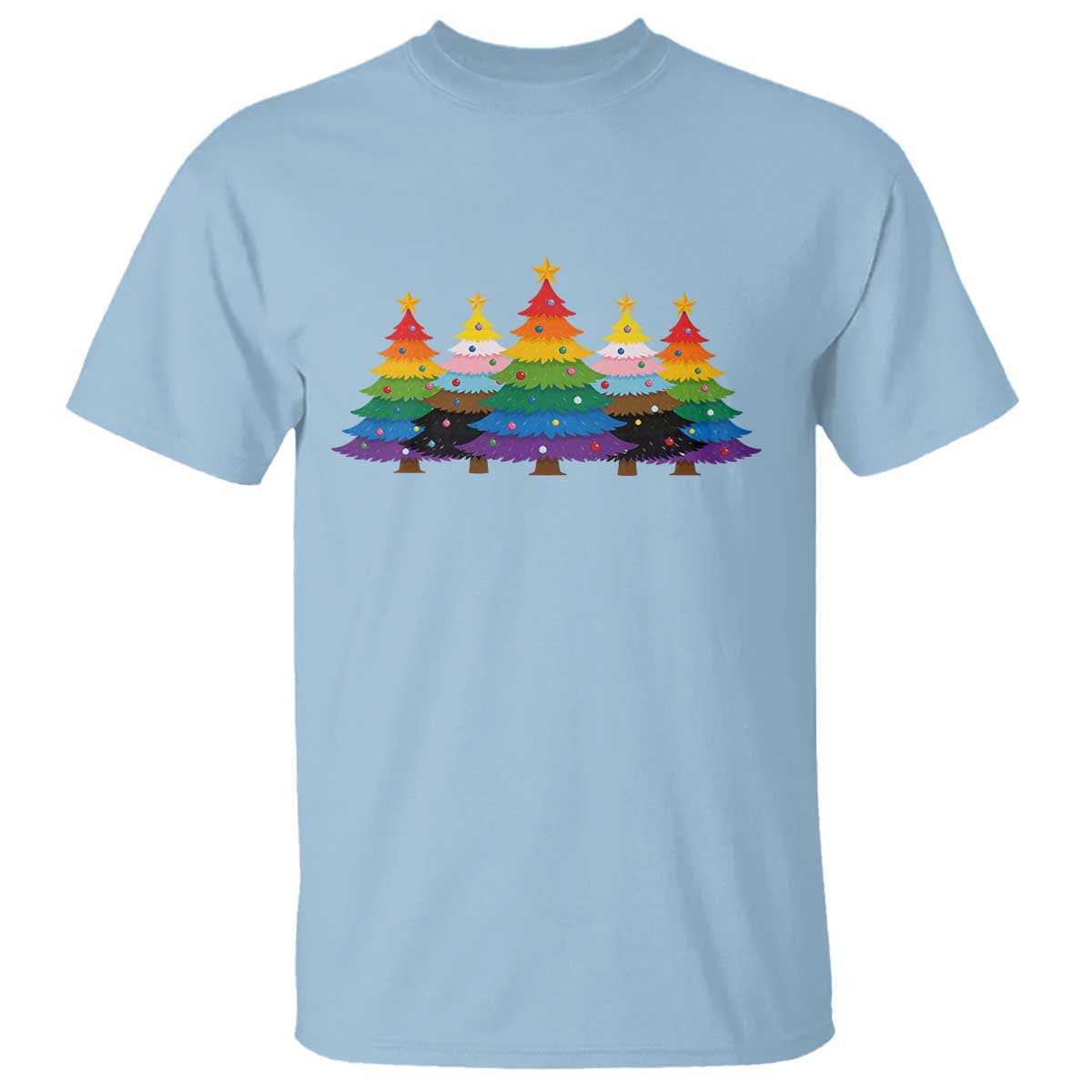 Christmas Rainbow Tree LGBTQ Support T Shirt Holiday Pride Gift TS12 Light Blue Print Your Wear