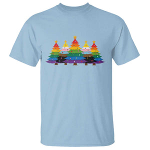 Christmas Rainbow Tree LGBTQ Support T Shirt Holiday Pride Gift TS12 Light Blue Print Your Wear