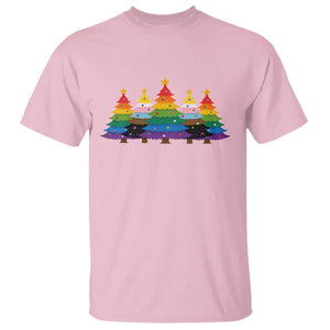 Christmas Rainbow Tree LGBTQ Support T Shirt Holiday Pride Gift TS12 Light Pink Print Your Wear