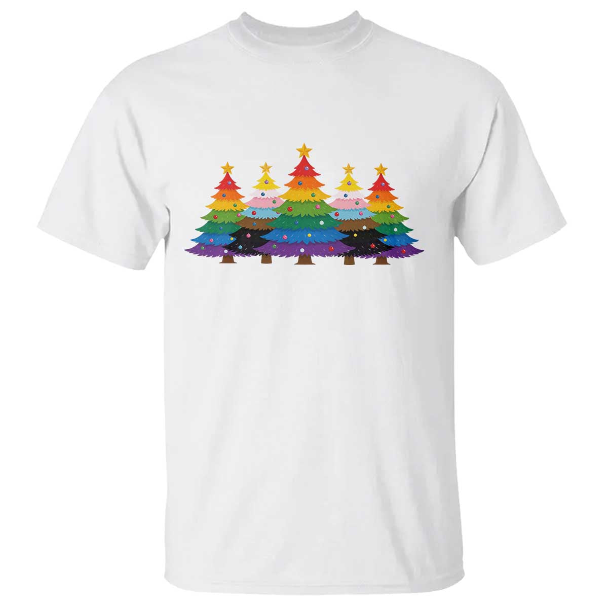 Christmas Rainbow Tree LGBTQ Support T Shirt Holiday Pride Gift TS12 White Print Your Wear
