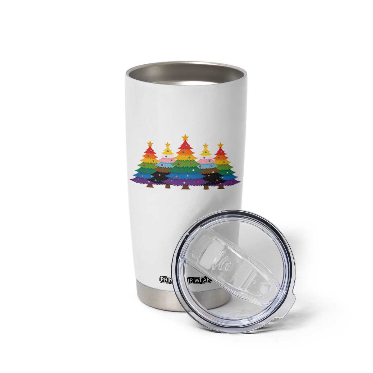 Christmas Rainbow Tree LGBTQ Support Tumbler Cup Holiday Pride Gift TS12 Print Your Wear