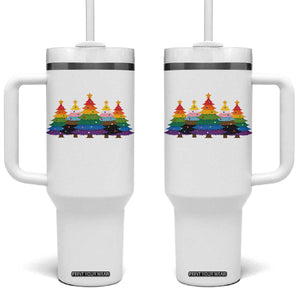 Christmas Rainbow Tree LGBTQ Support Tumbler With Handle Holiday Pride Gift TS12 One Size: 40 oz White Print Your Wear