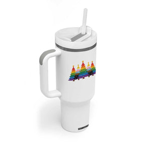 Christmas Rainbow Tree LGBTQ Support Tumbler With Handle Holiday Pride Gift TS12 Print Your Wear