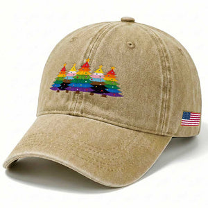 Christmas Rainbow Tree LGBTQ Support Washed Cotton Baseball Cap Holiday Pride Gift TS12 Print Your Wear