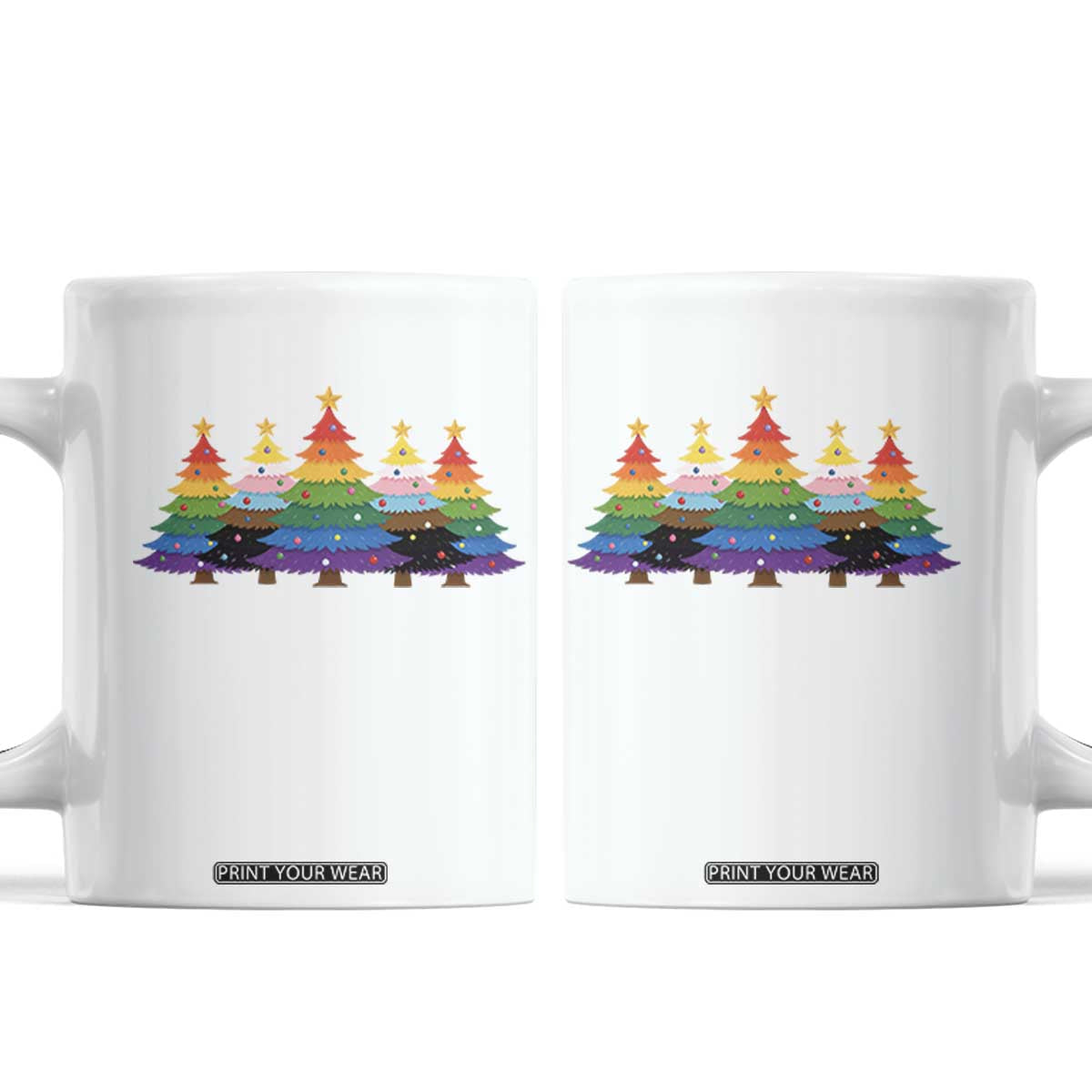 Christmas Rainbow Tree LGBTQ Support Coffee Mug Holiday Pride Gift TS12 White Print Your Wear