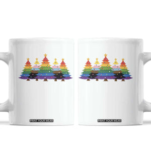 Christmas Rainbow Tree LGBTQ Support Coffee Mug Holiday Pride Gift TS12 White Print Your Wear