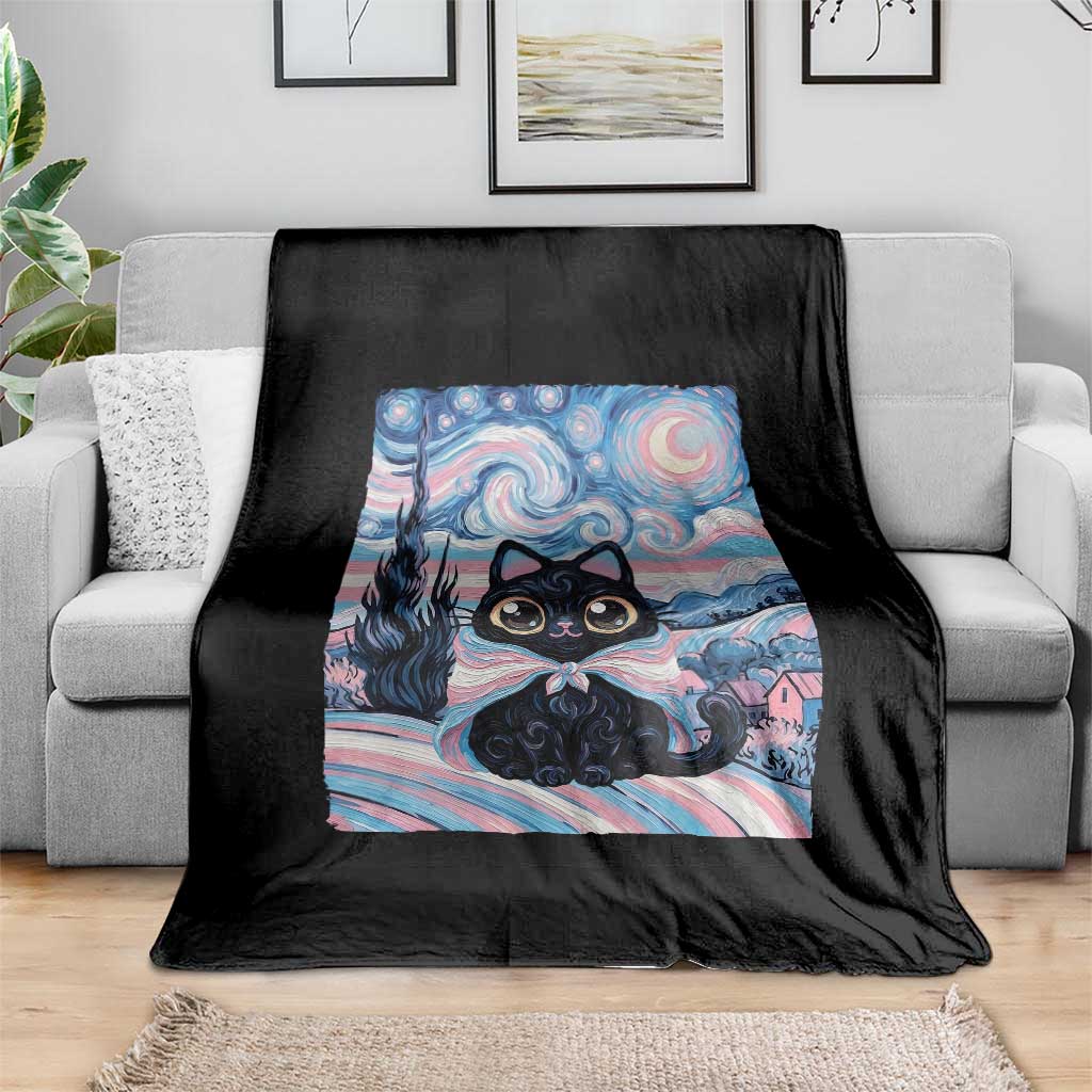 Funny Transgender Cat Starry Night Throw Blanket LGBTQ Pride Support Gift TS12 Print Your Wear