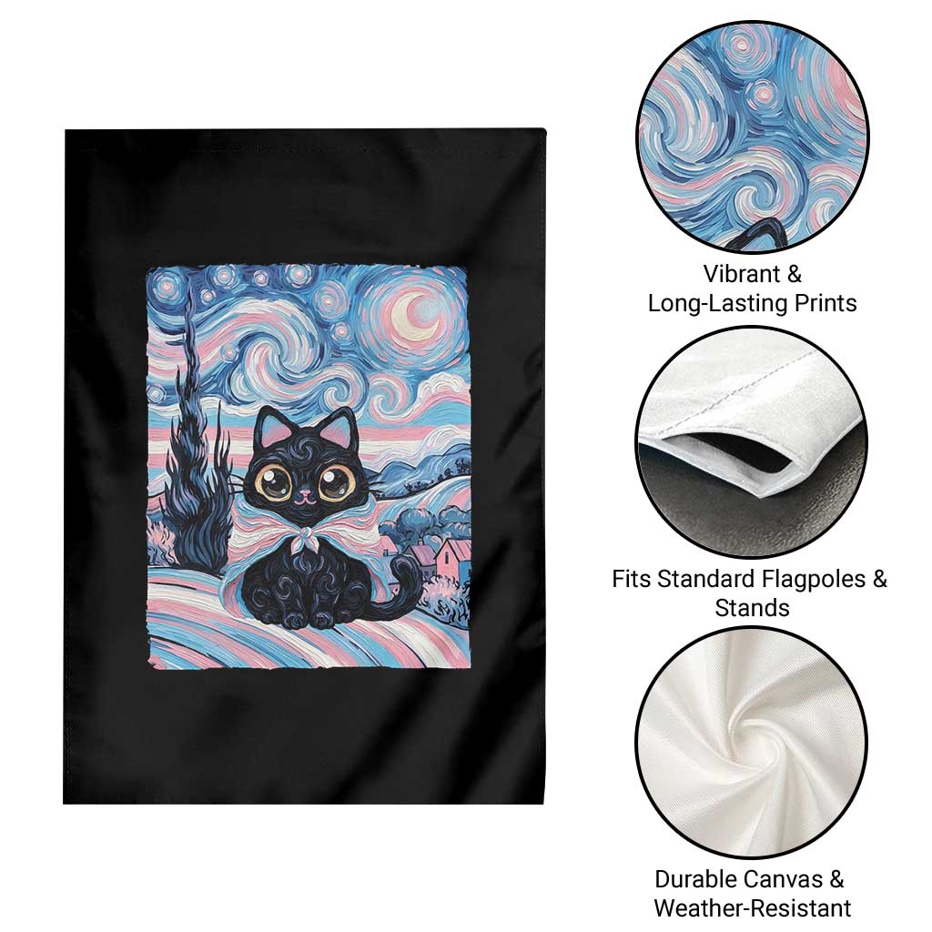 Funny Transgender Cat Starry Night Garden Flag LGBTQ Pride Support Gift TS12 Print Your Wear
