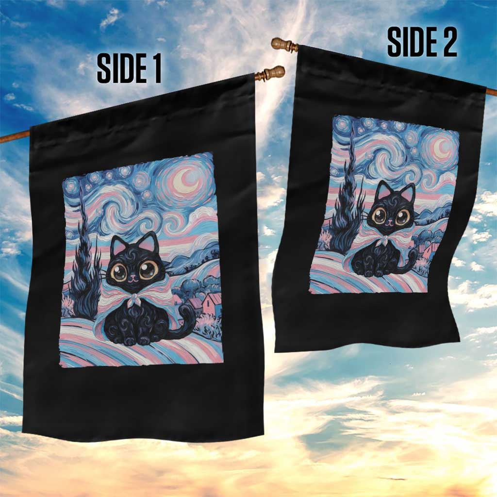 Funny Transgender Cat Starry Night Garden Flag LGBTQ Pride Support Gift TS12 Print Your Wear