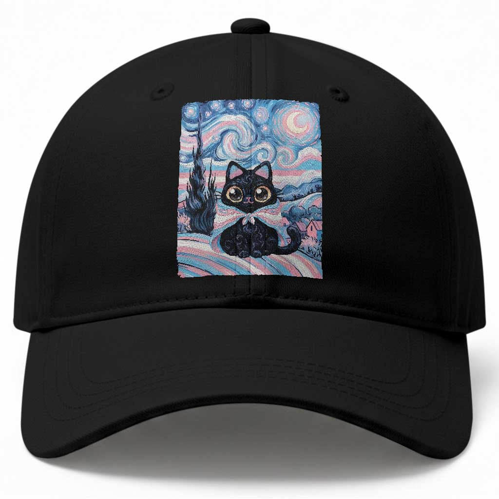 Funny Transgender Cat Starry Night Baseball Cap LGBTQ Pride Support Gift TS12 Print Your Wear