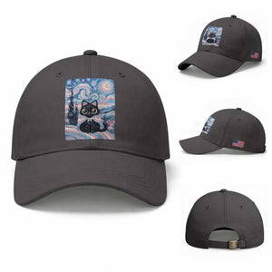 Funny Transgender Cat Starry Night Baseball Cap LGBTQ Pride Support Gift TS12 Baseball Cap Universal Fit Dark Gray Print Your Wear
