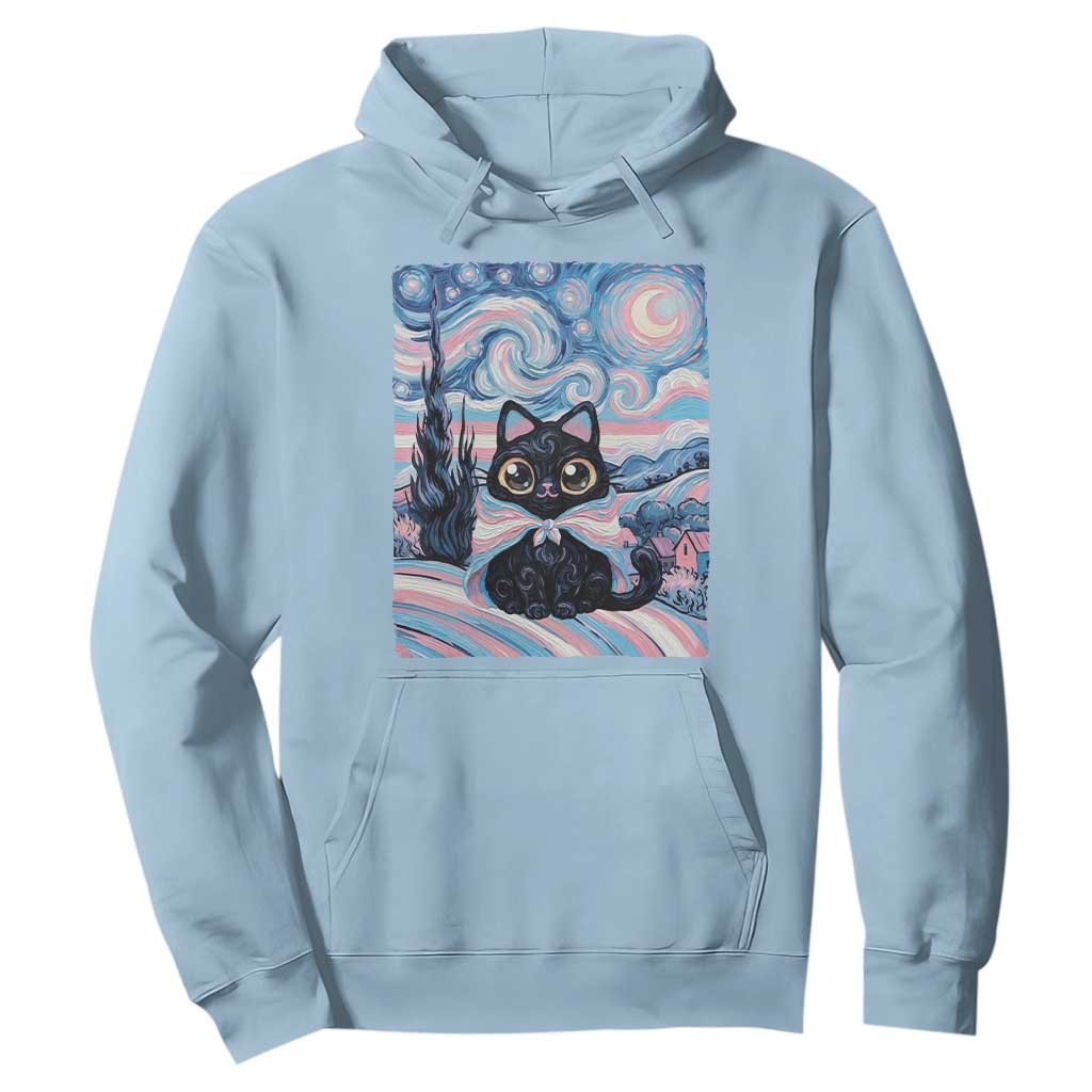 Funny Transgender Cat Starry Night Hoodie LGBTQ Pride Support Gift TS12 Light Blue Print Your Wear