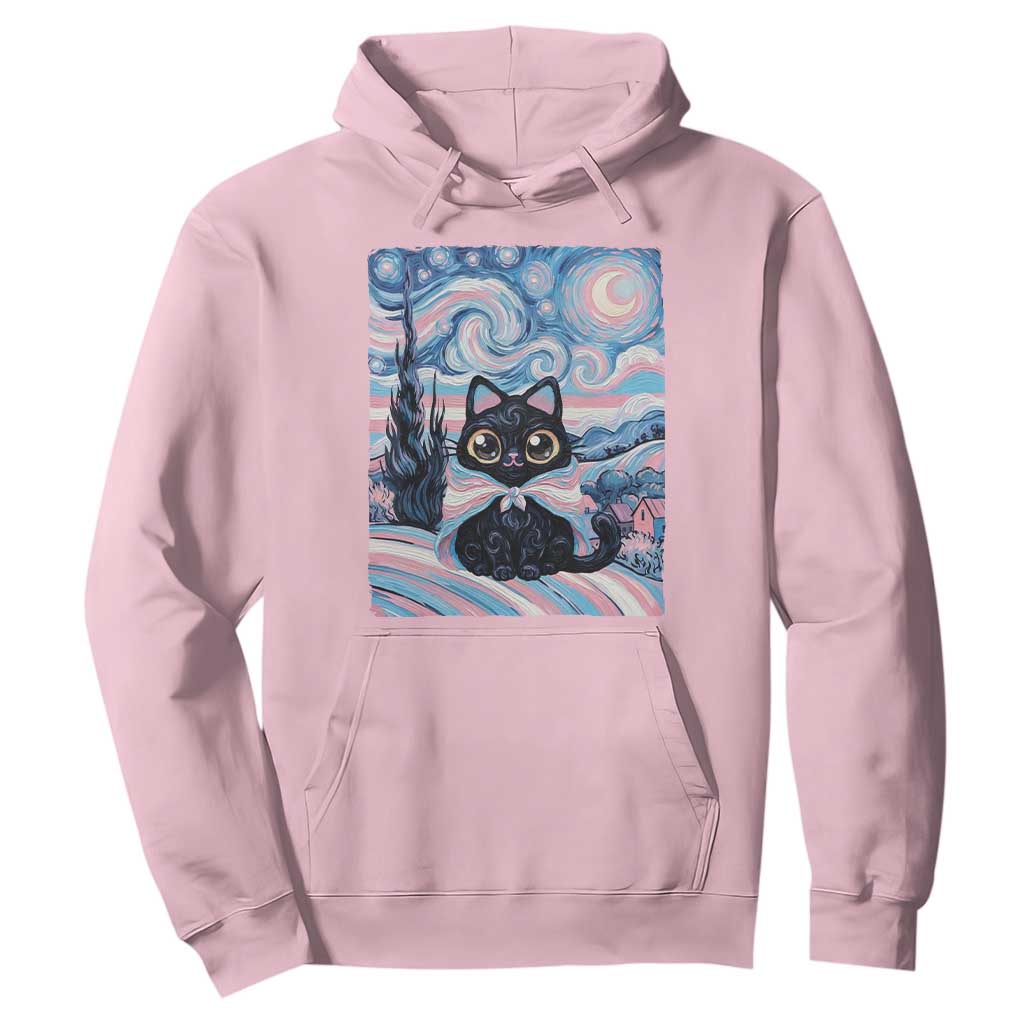 Funny Transgender Cat Starry Night Hoodie LGBTQ Pride Support Gift TS12 Light Pink Print Your Wear