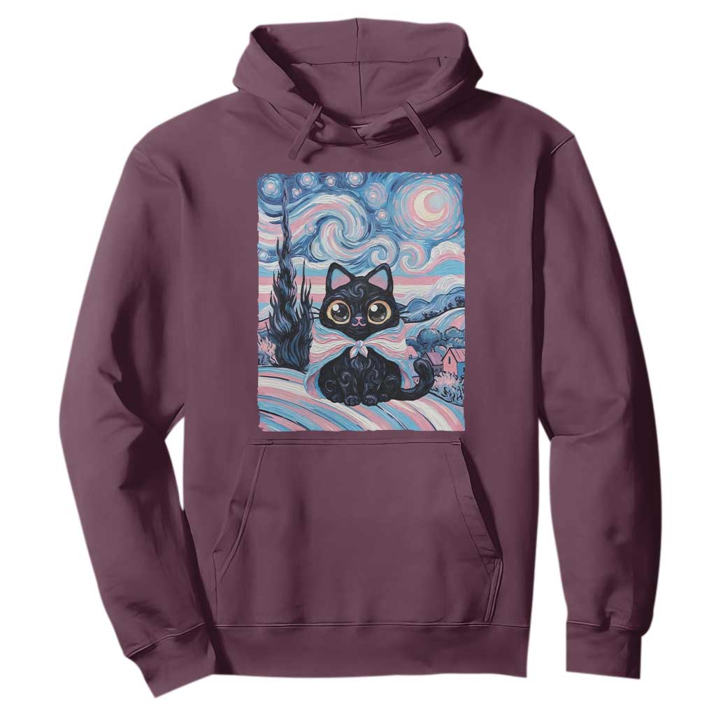 Funny Transgender Cat Starry Night Hoodie LGBTQ Pride Support Gift TS12 Maroon Print Your Wear