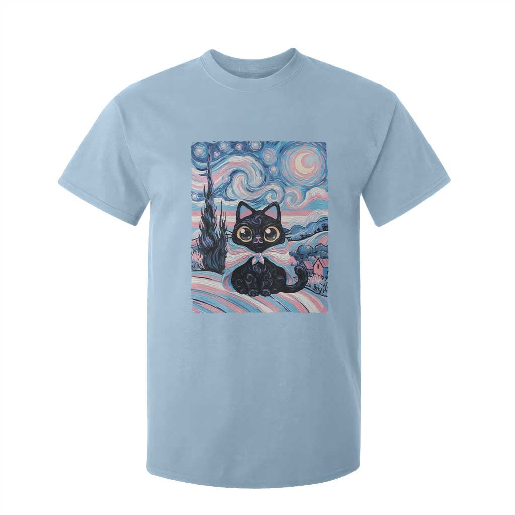 Funny Transgender Cat Starry Night T Shirt For Kid LGBTQ Pride Support Gift TS12 Light Blue Print Your Wear