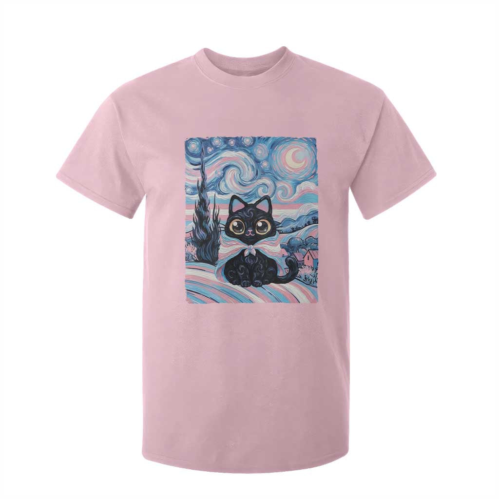 Funny Transgender Cat Starry Night T Shirt For Kid LGBTQ Pride Support Gift TS12 Light Pink Print Your Wear