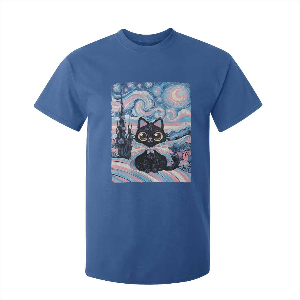Funny Transgender Cat Starry Night T Shirt For Kid LGBTQ Pride Support Gift TS12 Royal Blue Print Your Wear