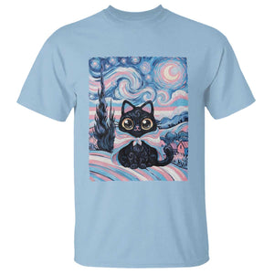 Funny Transgender Cat Starry Night T Shirt LGBTQ Pride Support Gift TS12 Light Blue Print Your Wear