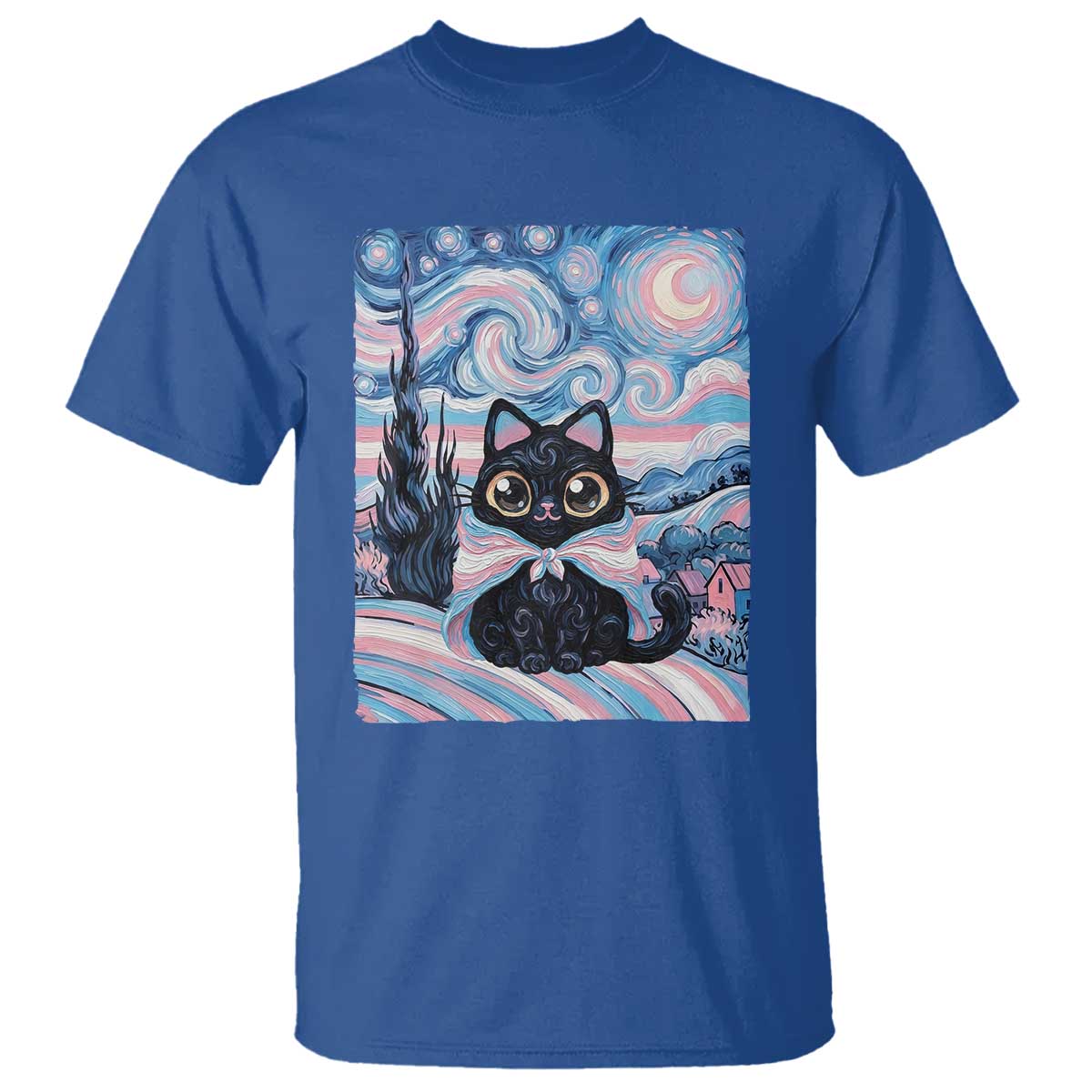 Funny Transgender Cat Starry Night T Shirt LGBTQ Pride Support Gift TS12 Royal Blue Print Your Wear