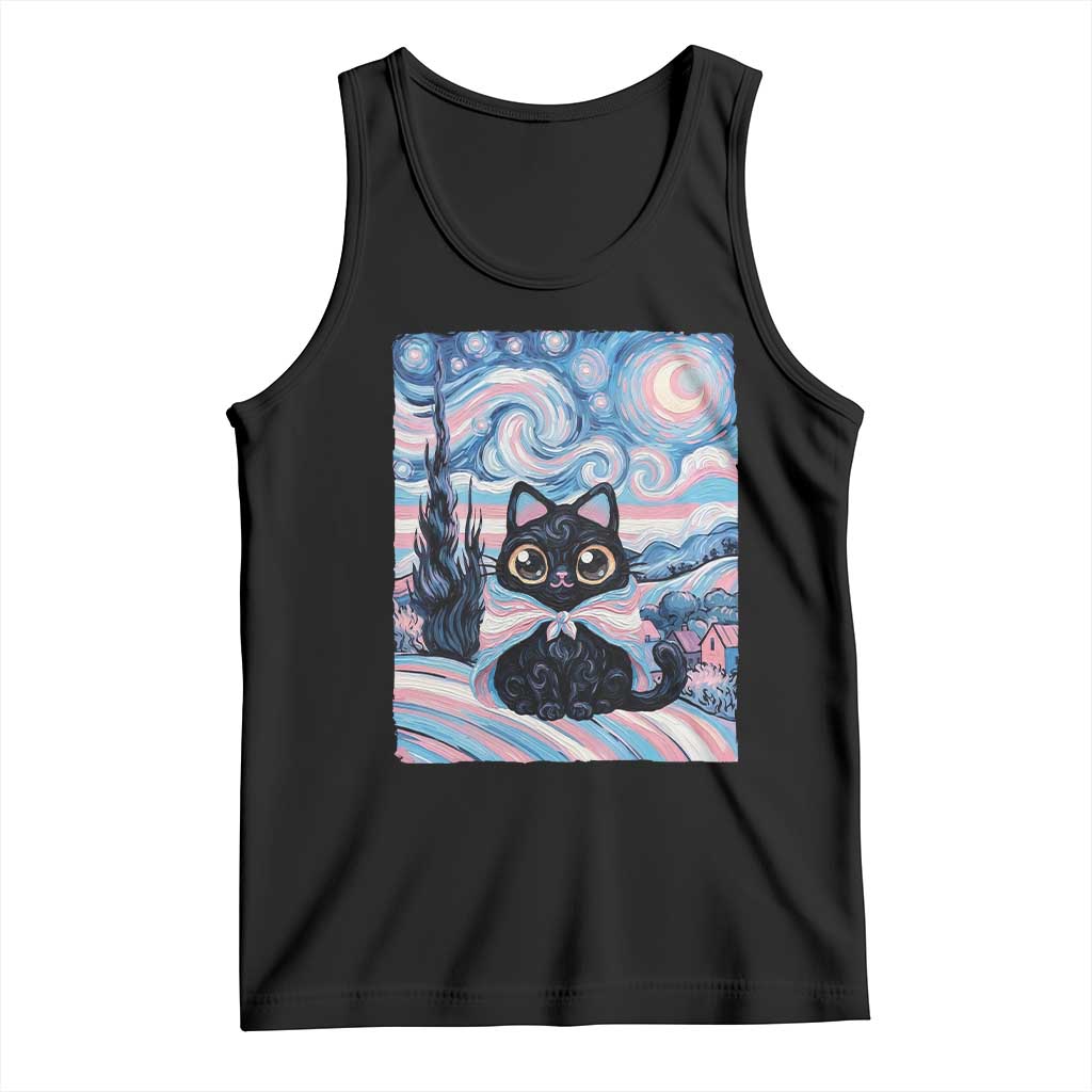 Funny Transgender Cat Starry Night Tank Top LGBTQ Pride Support Gift TS12 Black Print Your Wear